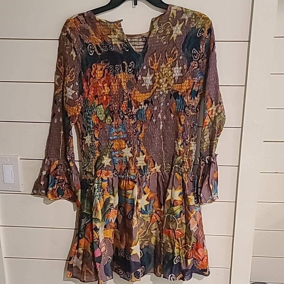 NWT Smocked Multicolor Long Sleeve Dress - Picture 6 of 6